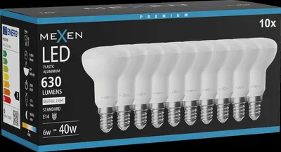 Produktbild von Mexen Nova 10x LED-Glühbirne E14, R50, 6W, Neutral - 4000K, 630 lm - L103-E14-0640-01x10