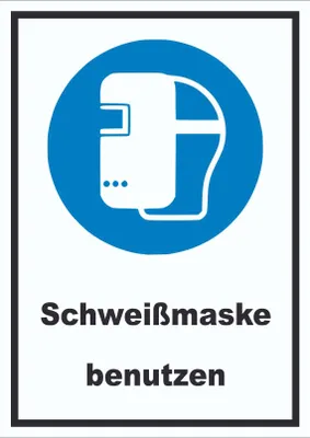 Produktbild von Schweißmaske benutzen Schild A3 Rückseite selbstklebend