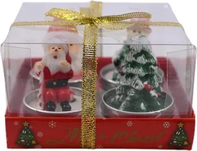 Produktbild von 4er Set Weihnachts Teelichter Mini Kerzen - Weihnachtsmann & Schneemann Deko, 5cm