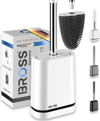 Produktbild von Silikon WC-Bürste, patentierte WC-Bürste, weiß, WC-Bürste mit Wandhalter und Turbo-Trocknung, innovativ und antibakteriell