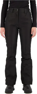 A person wearing black ski pants.