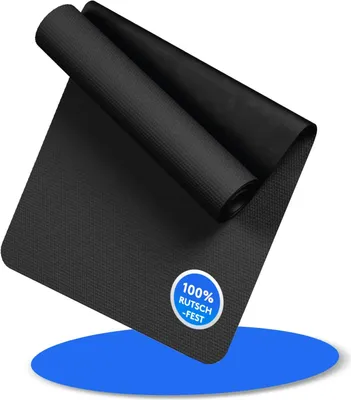 Produktbild von LILENO SPORTS Bodenschutzmatte [60 x 180 cm] Schwarz - Laufband Matte 8 mm Dicke - Fitness Unterlegmatte für Crosstrainer, Rollentrainer und andere Fitnessgeräte - auch als Yoga Matte