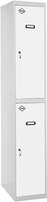 Productafbeelding van Simonlocker kast met 2 deuren, 1800 x 300 x 500 mm | Inclusief 2 sleutels, corrosiebeschermende verf, grijs/wit