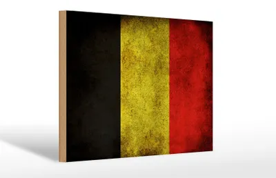 Produktbild von Holzschild Flagge Belgien, 30x20 cm, Holzschilder Fahne Nationalität