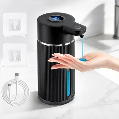 Productafbeelding van Automatische zeepdispenser, 420 ml, LCD-display, USB, oplaadbaar, IPX5, zwart
