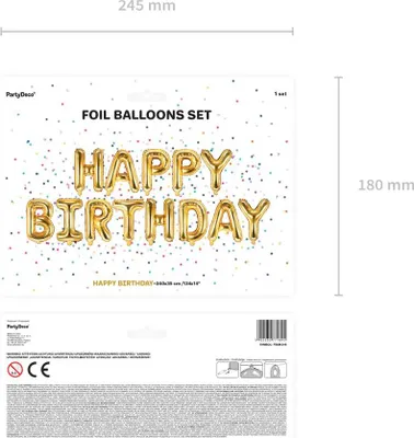Image de Guirlande de ballons "HAPPY BIRTHDAY" 340x35cm | Or