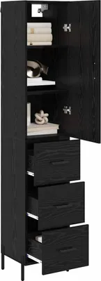 Obrázok produktu pre vidaXL Highboard čierny dubový vzhľad 34,5 x 34 x 180 cm materiál na báze dreva