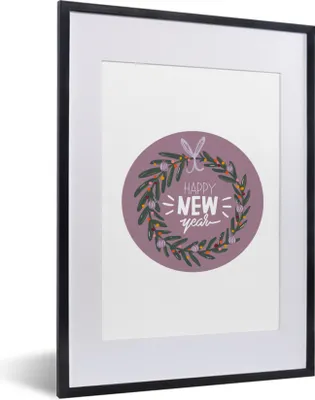 Produktbild von MuchoWow® MuchoWow® Gerahmtes Poster Sprichwörter - Zitate - 'Frohes neues Jahr 30x40 cm - Poster mit zchwarzem Bilderrahmen - Wandposter Schlafzimmer