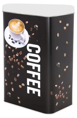 Produktbild von Kaffeedose/Aufbewahrungsdose - schwarz - Kaffeedruck - 1800 ml - rechteckig