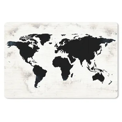 Produktbild von MuchoWow® Schreibtischunterlage Weltkarte - Schwarz - Holz 60x40 cm - XXL Mauspad - Großes Mauspad