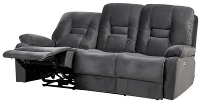Zdjęcie produktu dla BELIANI Rozkładana sofa 3 osobowa ciemnoszara welurowa z elektryczna funkcją relaksu salon duży pokój nowoczesny