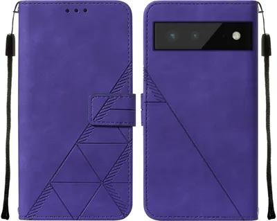 Produktbild von Google Pixel 6 Hülle, Schlank Prägung Flip Leder Kartenfächer Schutzhülle mit Ständer für Google Pixel 6 Lila