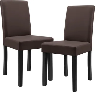 Image de Chaise de salle à manger 'Hamburg' set de 2 chaises rembourrées en similicuir pieds en bois brun