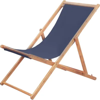 Image de Chaise pliable de plage Tissu et cadre en bois Bleu