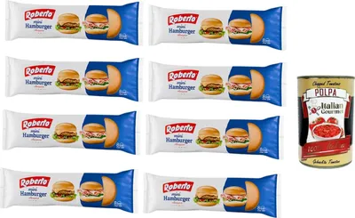 Produktbild von Roberto Mini Hamburger Brötchen 8x200g (64 Mini-Buns) weich & fluffig für Burger, Snacks & Party Fingerfood + Italian Gourmet polpa