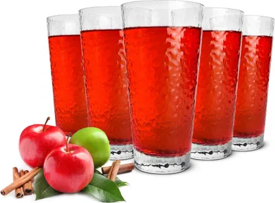Produktbild von 6 Trinkgläser 390ml mit Hammerschlag-Optik Longdrinkgläser Cocktailgläser Saftgläser