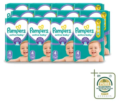 Immagine prodotto di 12 pannolini Pampers Active Baby, taglia 4, da 9 a 14 kg - confezione risparmio - 12 pezzi
