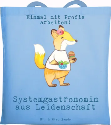 Produktbild von Mr. & Mrs. Panda totebag Systemgastronomin Leidenschaft - Sky Blue - Geschenk, Tote Bag, Jutetasche, Tasche, Laptoptasche, Uni, Shopping