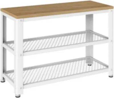 Produktbild von VASAGLE Schuhbank Aufbewahrungsregal mit 2 Ebenen Organizer Schuhregal 73 x 30 x 45 cm für Eingangsbereich Wohnzimmer Stahlrahmen Industriestil