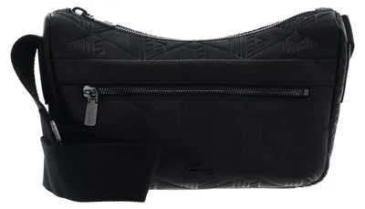 Productafbeelding van LACOSTE Leer schoudertas Reporter Bag Noir zwart