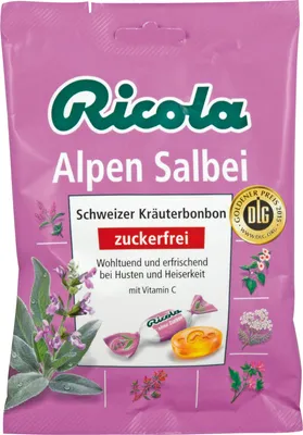 Image de Ricola Alpes Sauge Bonbon suisse aux herbes sans sucre (sachet de 75g)