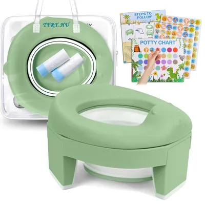 Image de Siège de toilette pliable 3-en-1 pour enfants - Pour l'apprentissage des toilettes, avec sac de transport