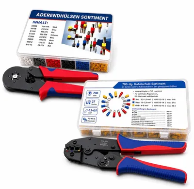 Produktbild von Crimpzangen Set 2200-teilig mit 2 Presszangen MS-20227, KI-generiertes Bild