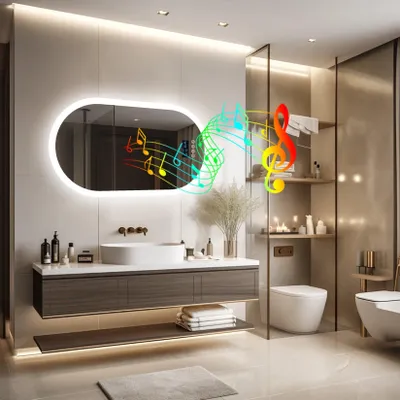Image de Miroirs de salle de bain - Miroirs Bluetooth - Miroirs éclairés - Miroirs LED - Éclairage réglable