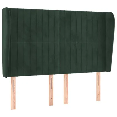 Image de vidaXL Tête de lit avec oreilles vert foncé 147x23x118/128 cm velours
