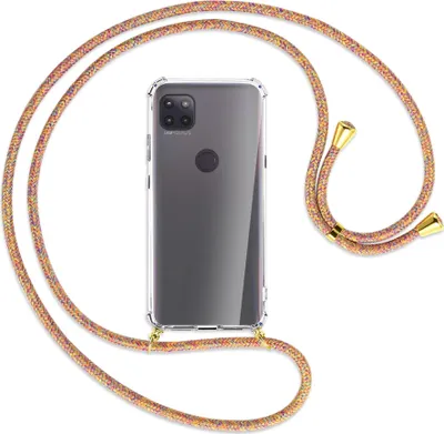 Produktbild von Handykette Backcover-Schutzhülle mit Band (Metall goldfarben) für Motorola Moto G 5G - Rainbow