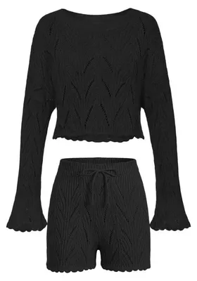 Produktbild von Kurzes, zweiteiliges Häkelpyjama-Set für Damen, Loungewear-Set