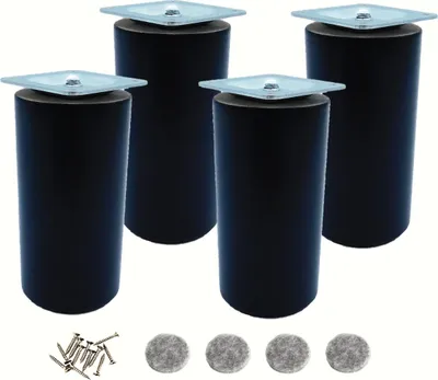 Produktbild von Schwarze Möbelbeine aus Buchenholz, zylindrisch, 15 cm, 4er Set mit Montagezubehör