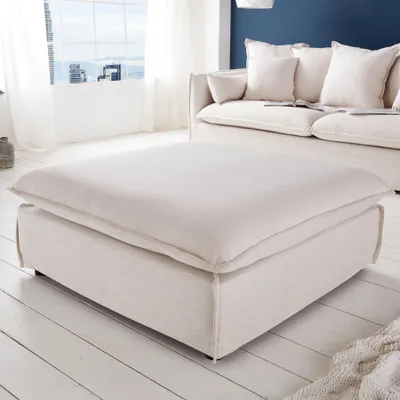 Produktbild von riess-ambiente Hussenhocker HEAVEN 100cm natur Flachgewebe Leinenstoff großer Fußhocker mit Taschenfederkern