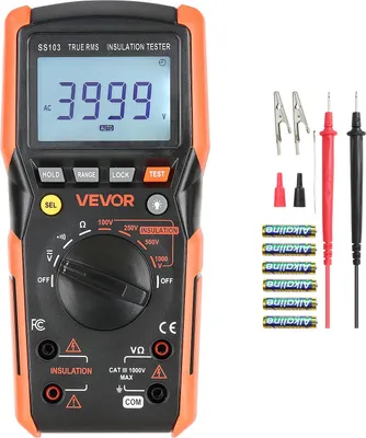 Produktbild von VEVOR Digitalmultimeter, 4000-Count-TRMS-Voltmeter-Ohmmeter, 1000-V-AC/DC-Spannungstester mit umschaltbarem automatischen/manuellen Bereich für Spannungs-, Widerstands- und Durchgangsmessung
