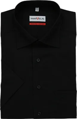 Produktbild von Marvelis Comfort Fit Hemd Halbarm Uni Popeline Schwarz 7973/12/68, Größe: 49