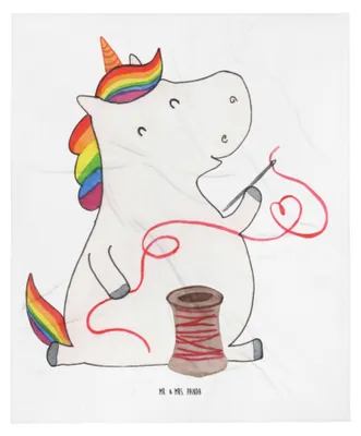 Produktbild von Mr. & Mrs. Panda Babydecke Einhorn Näherin - Weiß - Geschenk, Plaid, Unicorn, Häkeln, Schlummerdecke, Erstlingsdecke, Kinderdecke, Einhörner, Stricken, Freundin
