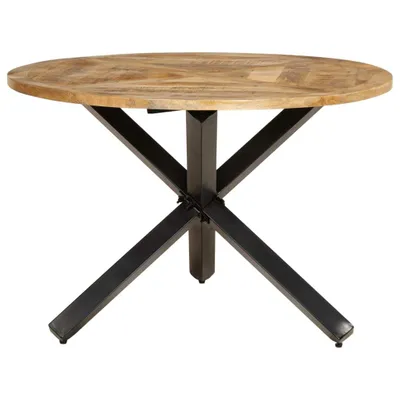 Immagine prodotto di Tavolo da Pranzo Ø110x75 cm in Legno Grezzo Massello di Mango