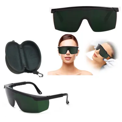 Produktbild von Schutzbrille – Schutzbrille für Haarentfernung – UV400-Schutz – Halbtransparent Grün – Verstellbar – Mit Schutzetui