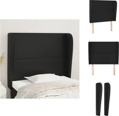 Produktbild von vidaXL Kopfteil mit Ohren Schwarz 93x23x118/128 cm Kunstleder -  Kopf- & Fußenden