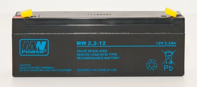 Obrázek produktu pro MW 2.2-12: AGM baterie 12V/2,2Ah 178*34*66 (T0)