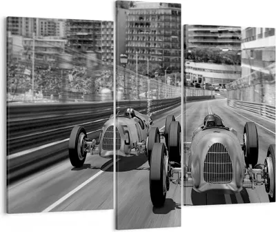 Produktbild von Bild auf Leinwand - Leinwandbild - 3 Teile - Formel 1 Retro - 95x80cm - Wand Bild - Wanddeko - Wandbilder - Leinwanddruck - Bilder - Wanddekoration - Leinwand bilder - Wandbild - CB95x80-4843