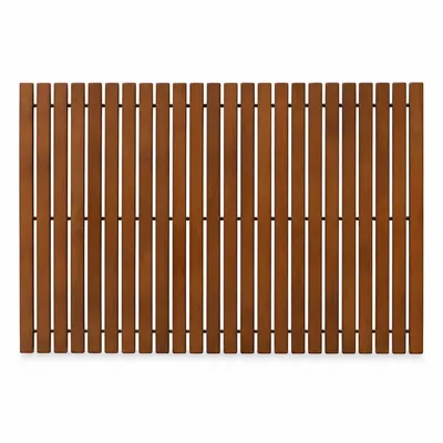 Zdjęcie produktu dla Mata pod prysznic bambusowa, 40 x 60 cm – Mata do łazienki, zwijana – Ciemnobrązowa – Antypoślizgowa i szybkoschnąca