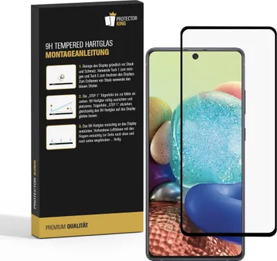 Produktbild von 1x 9H Hartglas für Samsung Galaxy A71 FULL COVER Panzerfolie Displayschutz KLAR Panzerglas Schutzglas Displayglas Folie