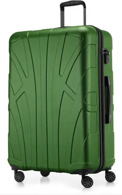 Immagine prodotto di - Valigia rigida grande, trolley, valigia da viaggio XL, con serratura TSA, 76 cm, capacità di circa 96-110 litri, 100% ABS opaco, colore verde