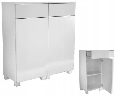 Zdjęcie produktu dla komoda do łazienki 80 80cm (40+40) stojąca wisząca nowoczesna biała matowa