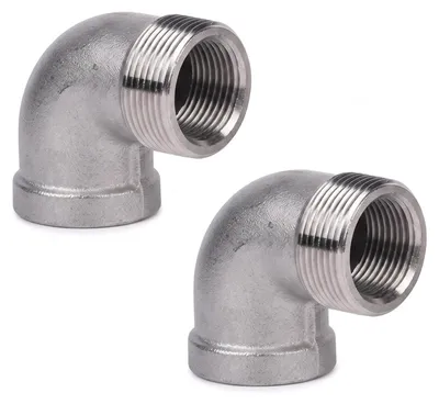 2 Stück 304 90° Edelstahl-Rohrbogenverbinder 1"