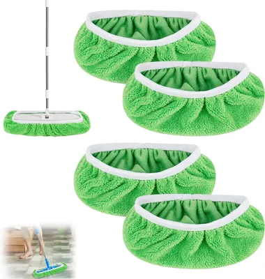 Produktbild von 4er Set Wiederverwendbare Tücher für Swiffer Bodenwischer – Trocken- und Nassbodentücher, Universell für Reinigung
