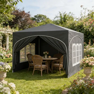 Produktbild von Sonnenschutz Außenzelt Dachzelt Tragetasche Partyzelt Grau 300 x 300 x 256 cm