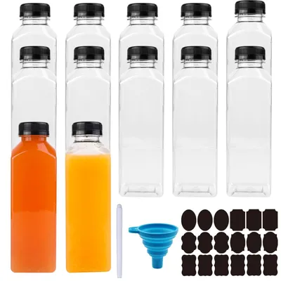 Image de Lot de 12 bouteilles en plastique réutilisables de 500 ml pour jus
