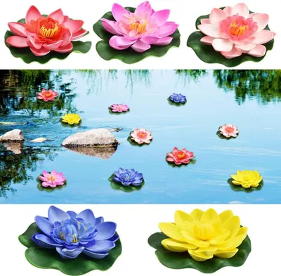 Produktbild von 5-teiliges Set mit künstlichen Seerosen – schwimmende Teichpflanzen aus EVA-Schaum in Rosa, perfekt für Aquarien, Terrassen und Gartenpools